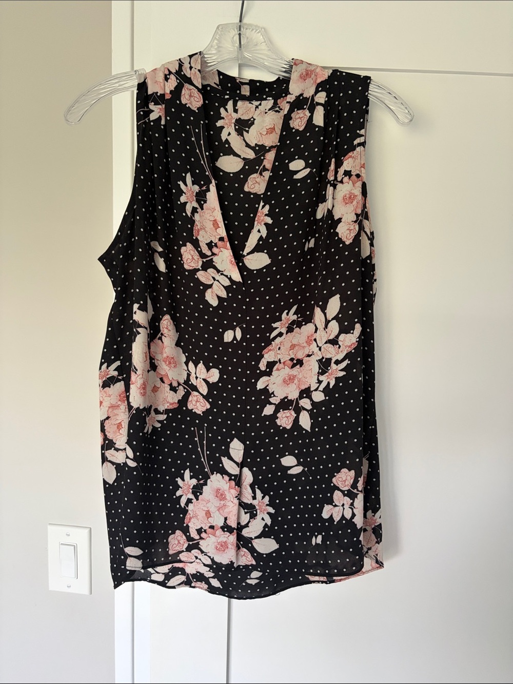 Black Floral V-Neck Sleeveless - Pink and Black Floral